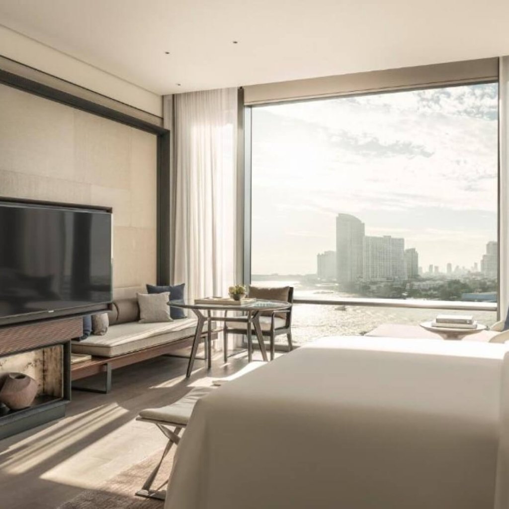 Elegant guest suite at Four Seasons Hotel Bangkok at Chao Phraya River